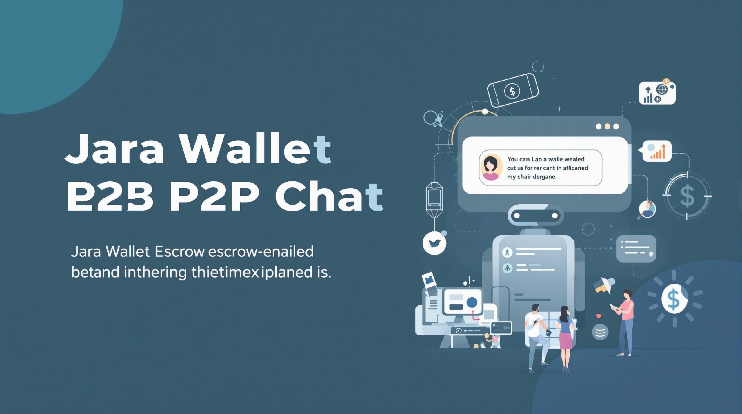 Infographic depicting the words Jara Wallet Escrow-Enabled P2P Chat Bot Explained