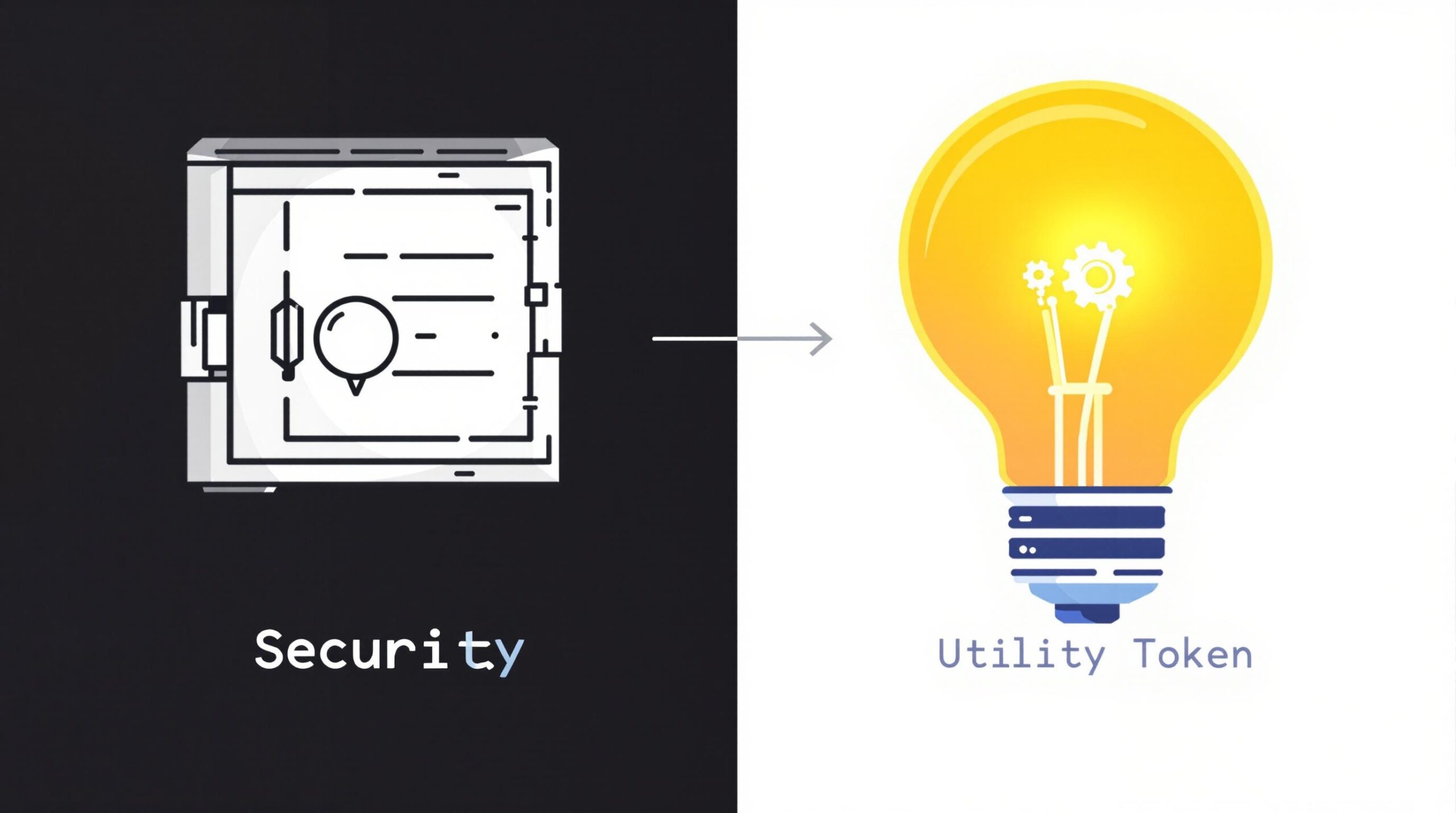 Infographic depicting the words Security Tokens vs. Utility Tokens: What’s the Difference?