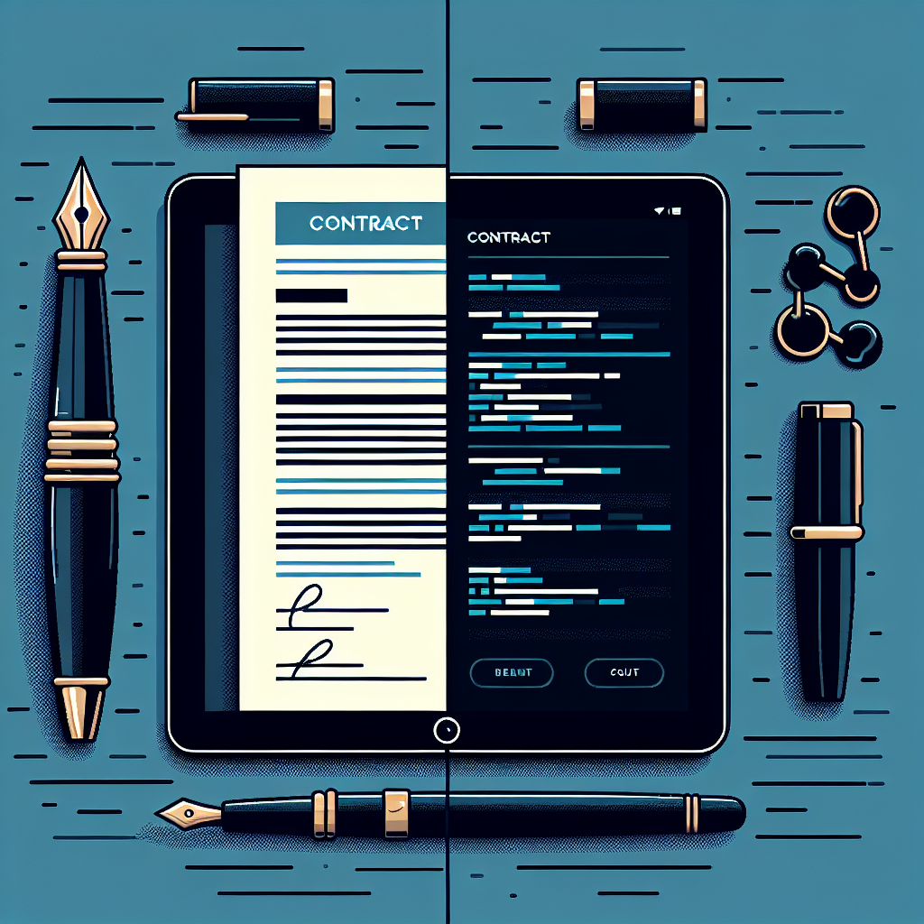 Infographic depicting the words Smart Contracts vs. Traditional Contracts: What’s the Difference?