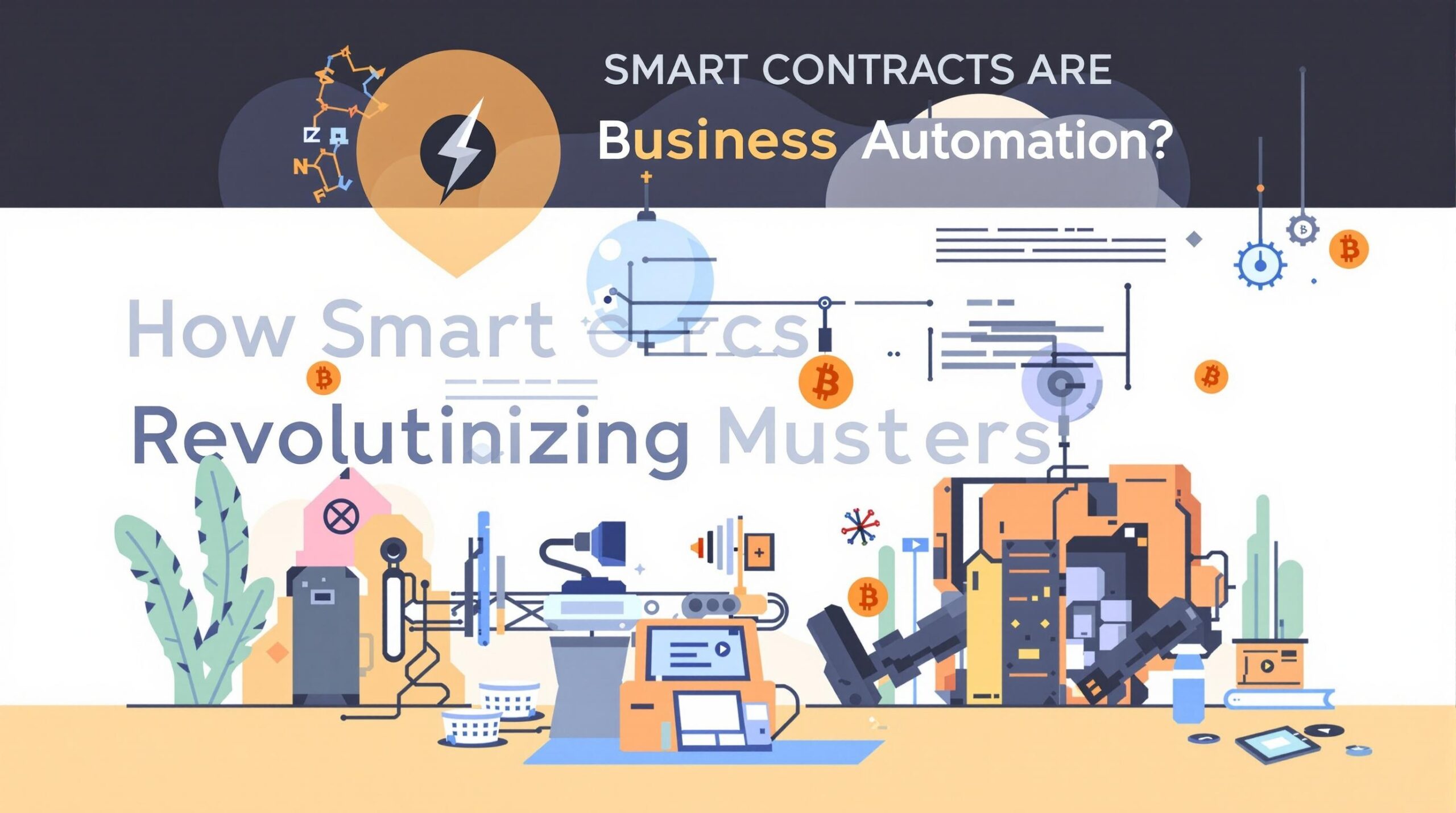 Infographic depicting the words How Smart Contracts Are Revolutionizing Business Automation