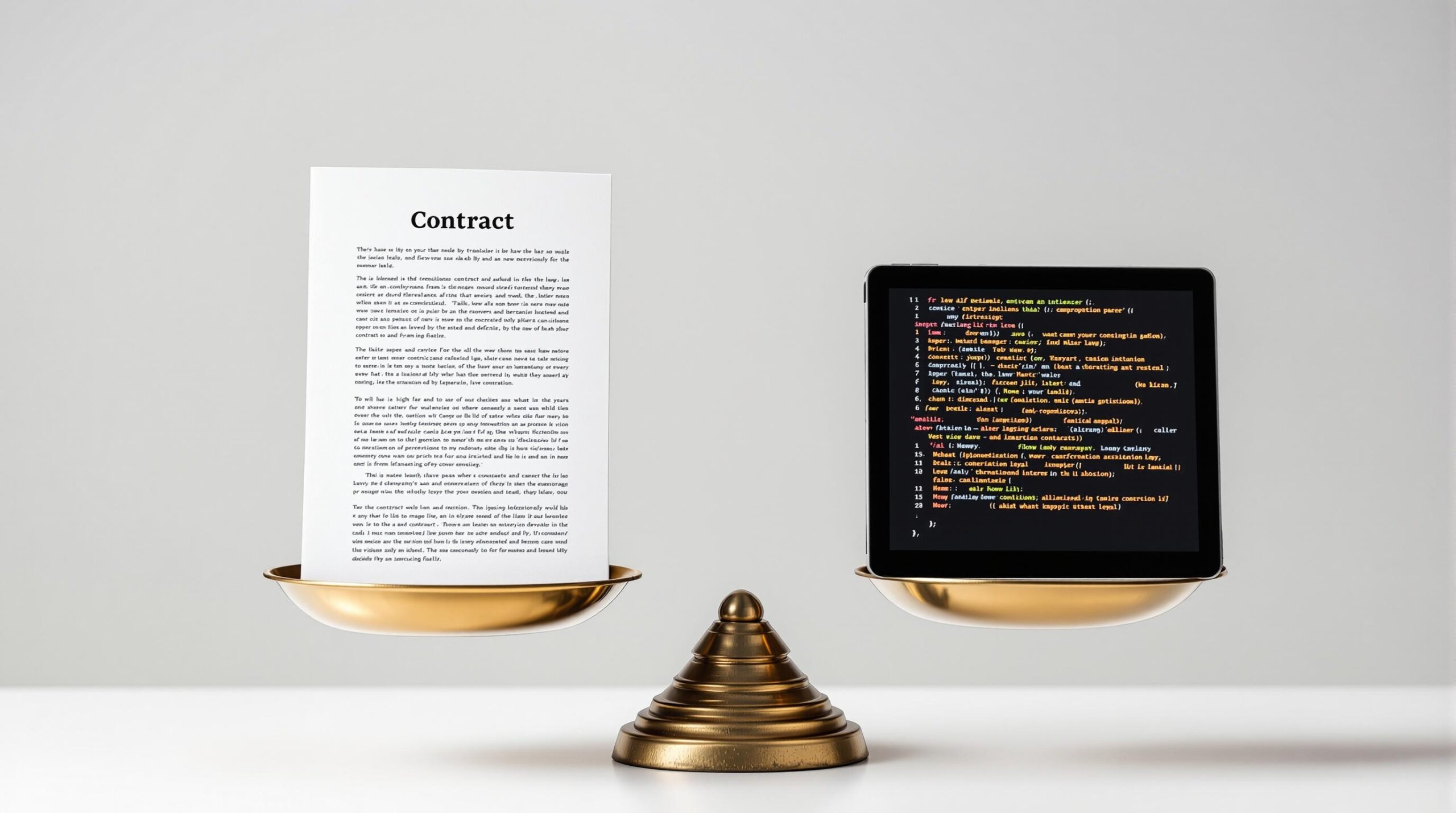 Infographic depicting the words Can Smart Contracts Replace Lawyers? A Look Into the Future of Legal Tech