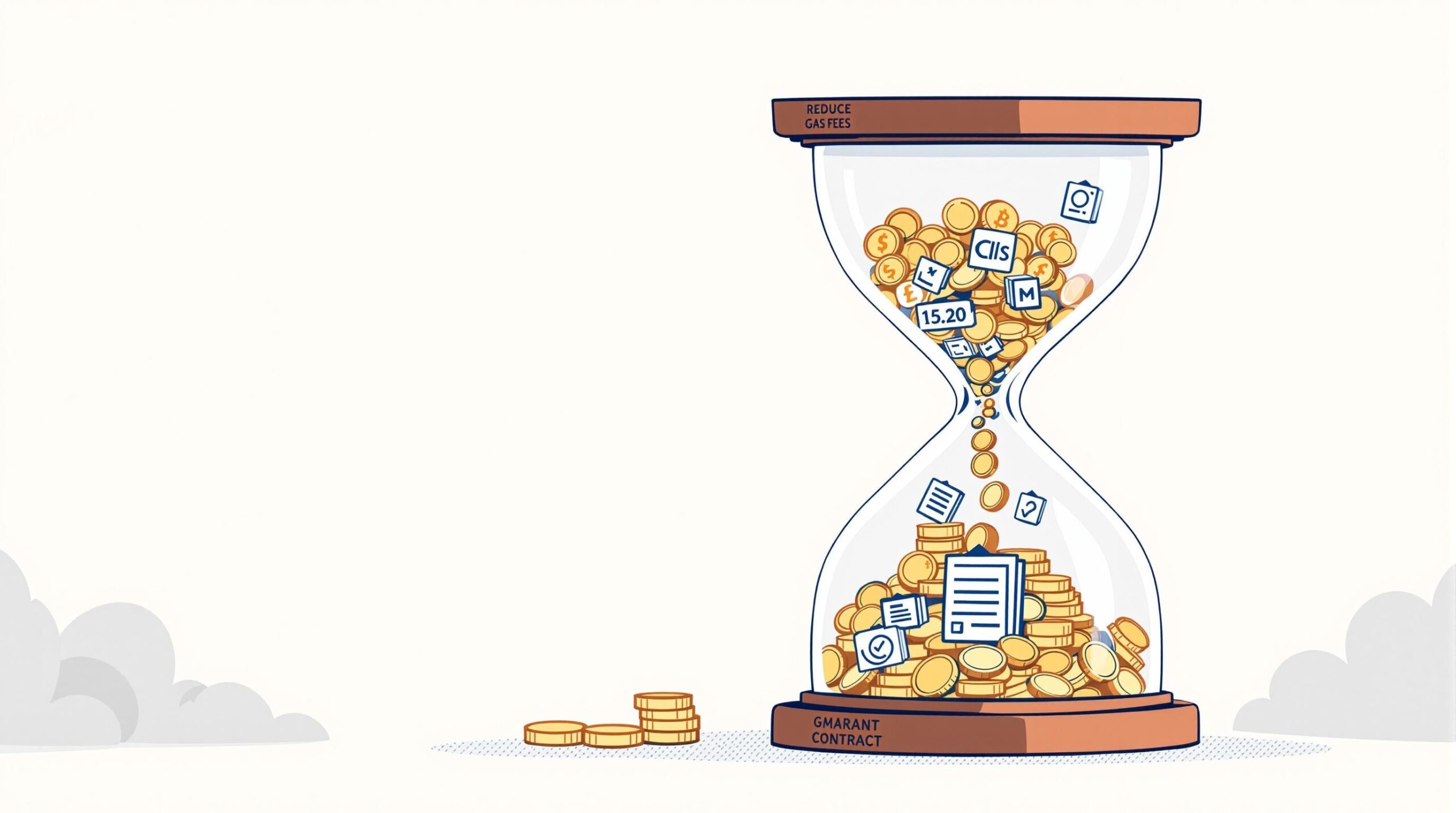 Infographic depicting the words Gas Fees and Smart Contracts: How to Reduce Costs