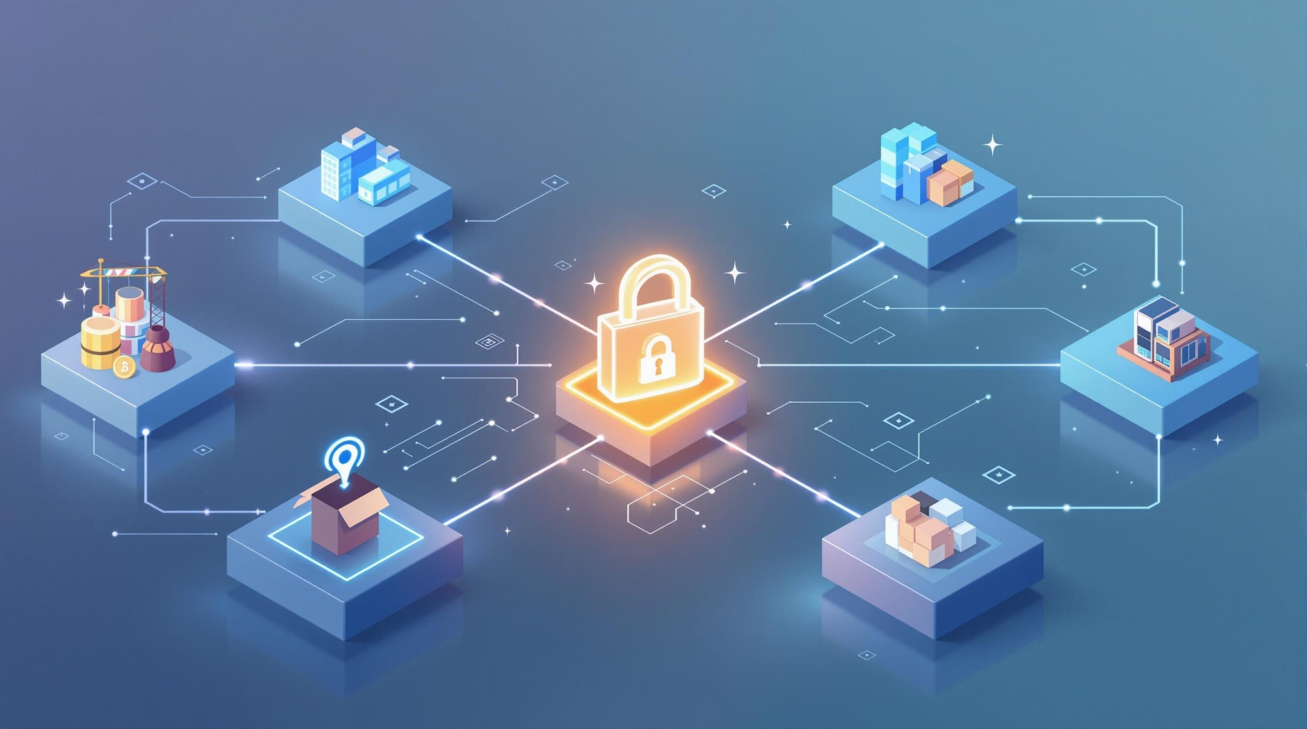 Infographic depicting the words How Smart Contracts Improve Supply Chain Transparency